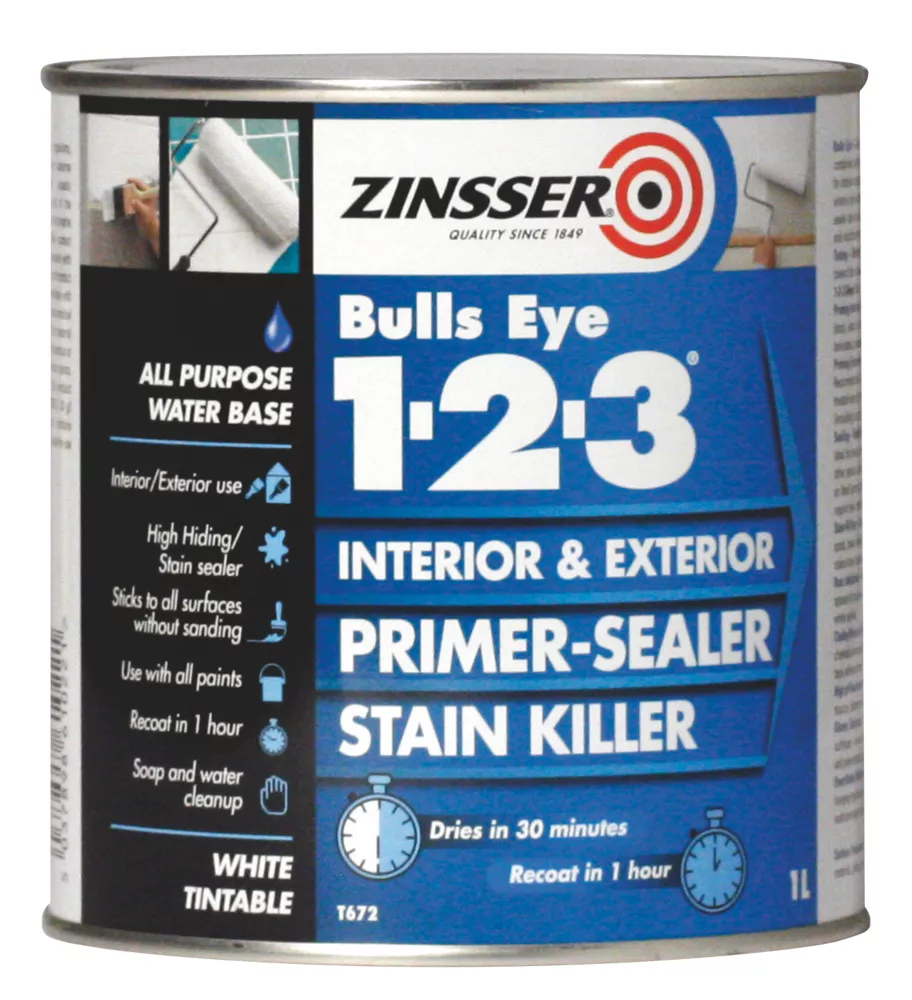 Zinsser Bulls Eye 1-2-3 Primer-Sealer 1Ltr 1 Zinsser Bulls Eye 1-2-3 Primer-Sealer 1Ltr
