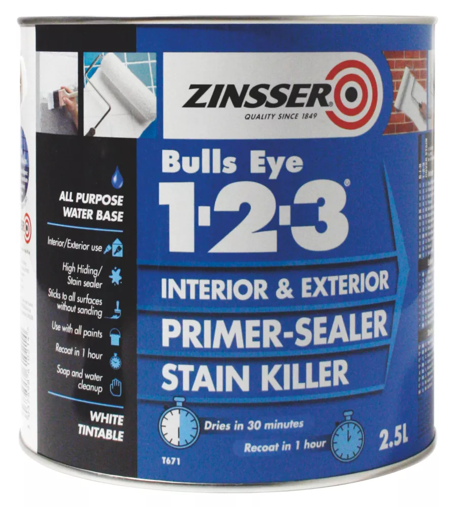 Zinsser Bulls Eye 1-2-3 Primer-Sealer 2.5Ltr 1 Zinsser Bulls Eye 1-2-3 Primer-Sealer 2.5Ltr