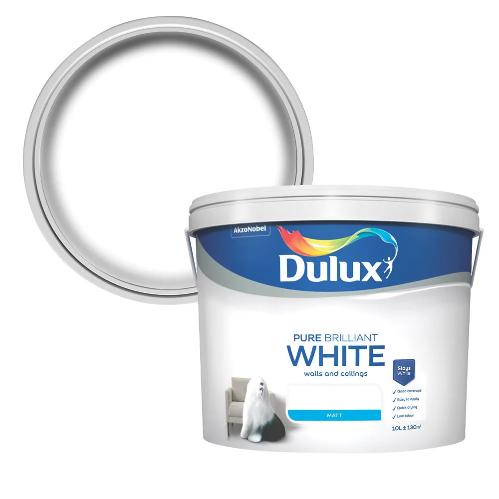 Dulux Matt Pure Brilliant White Emulsion Paint 10Ltr 2 Dulux Matt Pure Brilliant White Emulsion Paint 10Ltr - Image 2