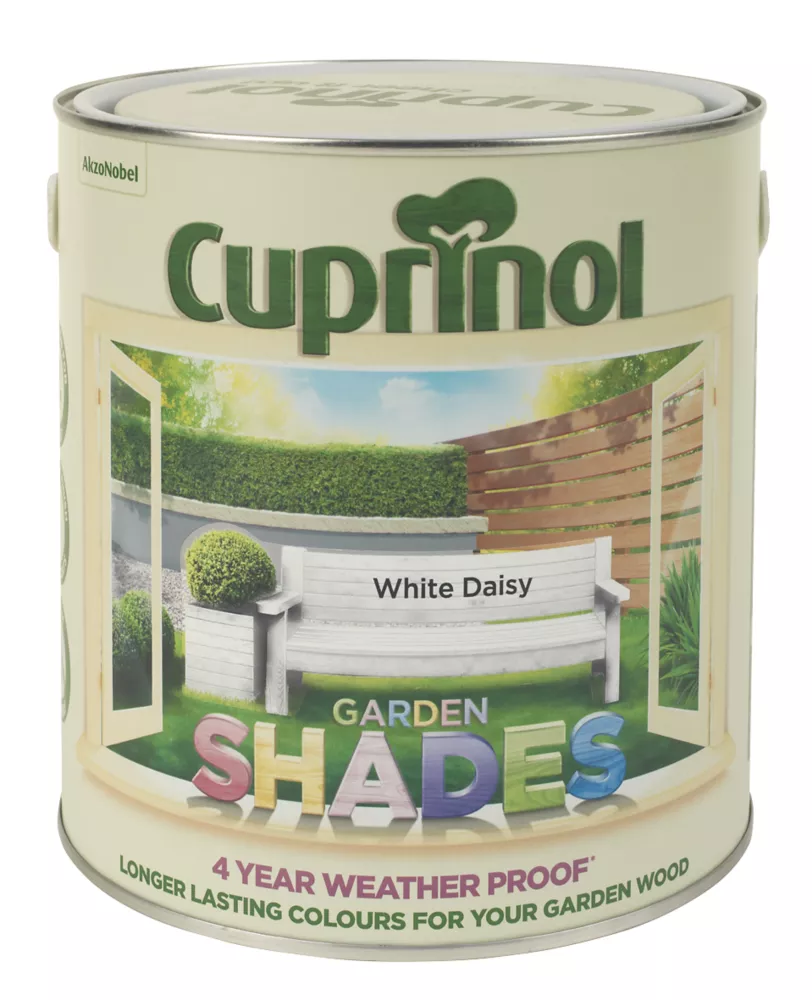 Cuprinol Garden Shades Exterior Wood Paint Matt White Daisy 2.5Ltr 1 Cuprinol Garden Shades Exterior Wood Paint Matt White Daisy 2.5Ltr