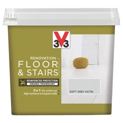 V33 Satin Soft Grey Acrylic Floor & Stair Paint 750ml