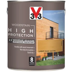 V33 High-Protection Exterior Woodstain Satin Light Oak 2.5Ltr
