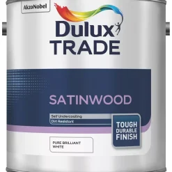 Dulux Trade Satin Pure Brilliant White Trim Paint 2.5Ltr