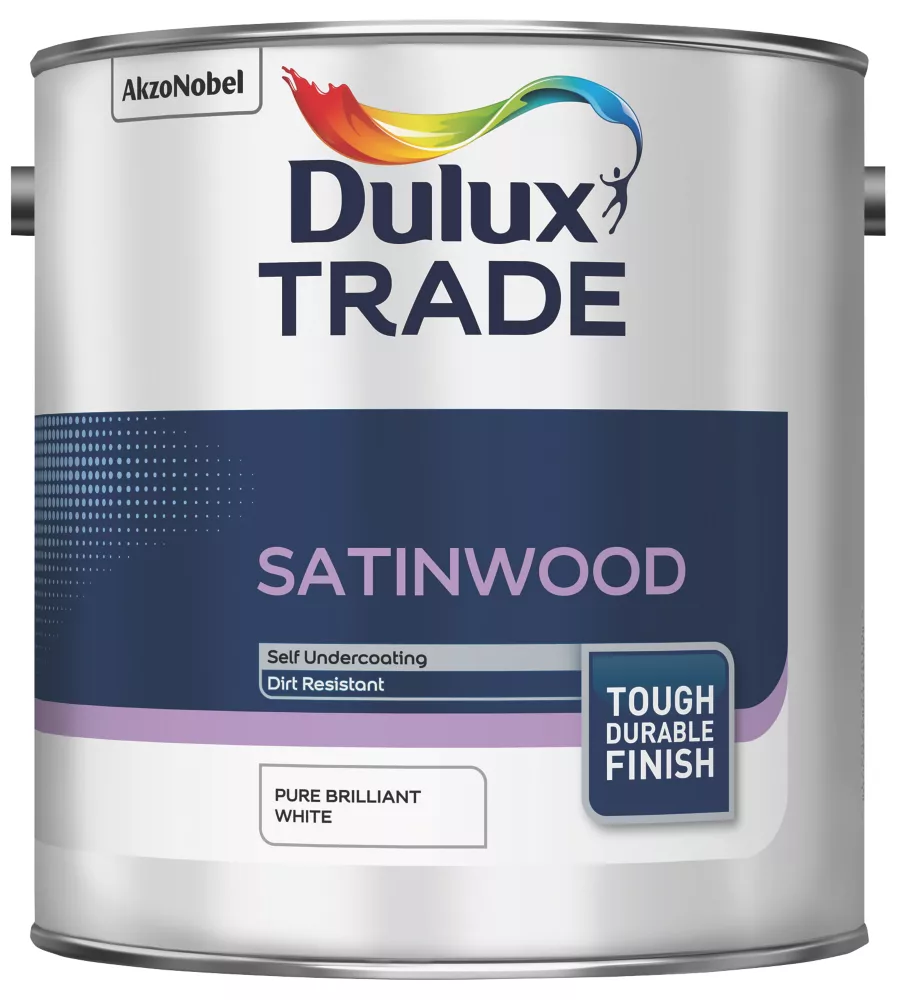 Dulux Trade Satin Pure Brilliant White Trim Paint 2.5Ltr 1 Dulux Trade Satin Pure Brilliant White Trim Paint 2.5Ltr