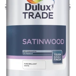 Dulux Trade Satin Pure Brilliant White Trim Paint 1Ltr