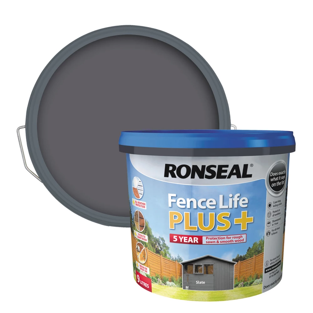 Ronseal Fence Life Plus Shed & Fence Treatment Slate 9Ltr 2 Ronseal Fence Life Plus Shed & Fence Treatment Slate 9Ltr - Image 2