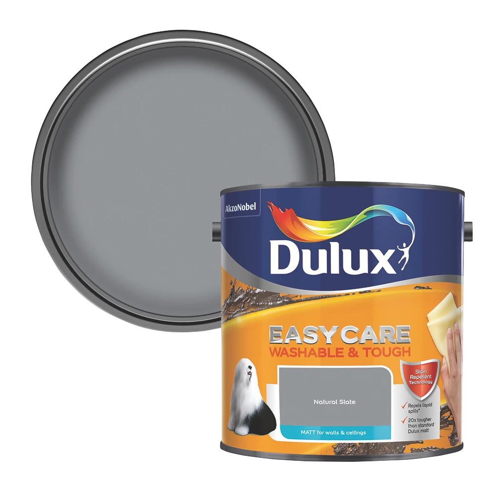 Dulux Easycare Matt Natural Slate Emulsion Paint 2.5Ltr 2 Dulux Easycare Matt Natural Slate Emulsion Paint 2.5Ltr - Image 2