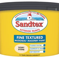 Sandtex Fine Textured Masonry Paint Ivory Stone 10Ltr