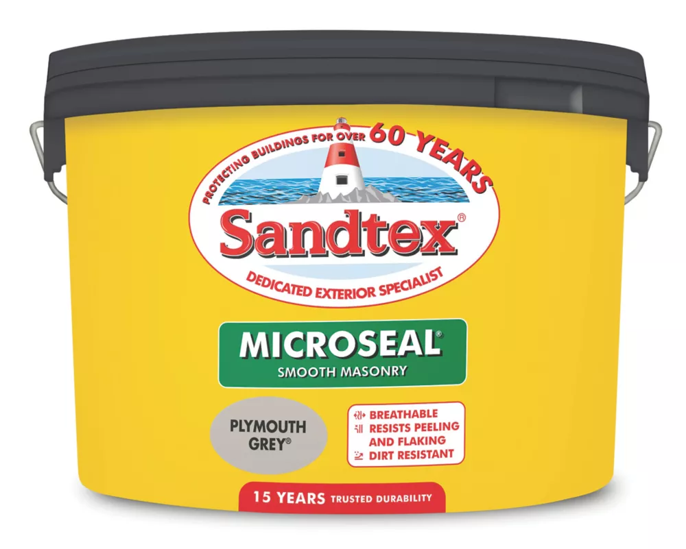 Sandtex Smooth Masonry Paint Plymouth Grey 10Ltr 1 Sandtex Smooth Masonry Paint Plymouth Grey 10Ltr