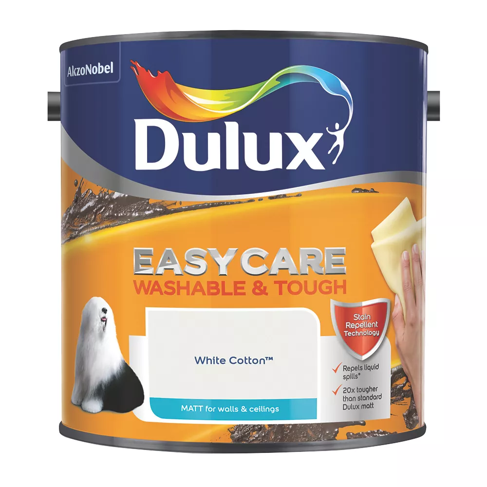 Dulux EasyCare Matt White Cotton Emulsion Paint 2.5Ltr 1 Dulux EasyCare Matt White Cotton Emulsion Paint 2.5Ltr