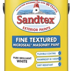 Sandtex Fine Textured Masonry Paint Pure Brilliant White 5Ltr
