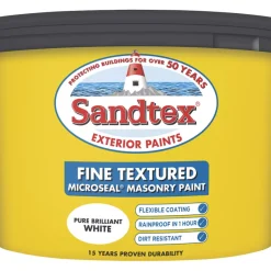 Sandtex Fine Textured Masonry Paint Pure Brilliant White 10Ltr