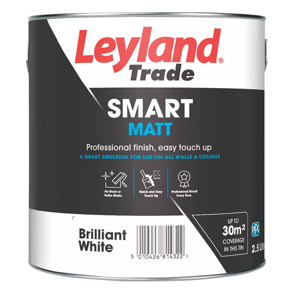 Leyland Trade Smart Matt Brilliant White Emulsion Paint 2.5Ltr 1 Leyland Trade Smart Matt Brilliant White Emulsion Paint 2.5Ltr
