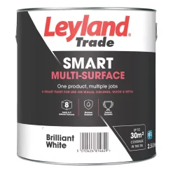 Leyland Trade Smart Eggshell Brilliant White Emulsion Smart Multi-Surface Paint 2.5Ltr