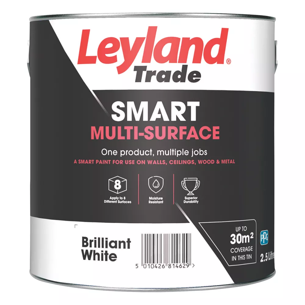 Leyland Trade Smart Eggshell Brilliant White Emulsion Smart Multi-Surface Paint 2.5Ltr 1 Leyland Trade Smart Eggshell Brilliant White Emulsion Smart Multi-Surface Paint 2.5Ltr