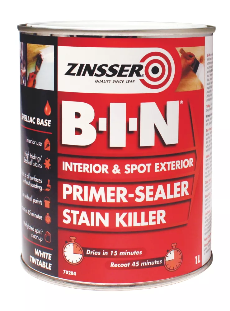 Zinsser B-I-N Shellac-Based Primer Sealer 1Ltr 1 Zinsser B-I-N Shellac-Based Primer Sealer 1Ltr