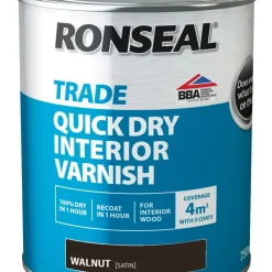 Ronseal Trade Quick-Dry Interior Varnish Satin Walnut 750ml
