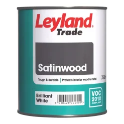 Leyland Trade Satin Brilliant White Trim Paint 750ml
