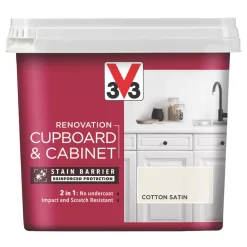 V33 Satin Cotton Off-White Trim Cabinet Paint 750ml