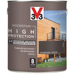 V33 High-Protection Exterior Woodstain Satin Charcoal 2.5Ltr