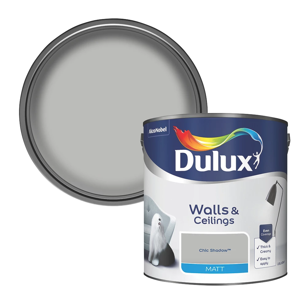 Dulux Matt Chic Shadow Emulsion Paint 2.5Ltr 2 Dulux Matt Chic Shadow Emulsion Paint 2.5Ltr - Image 2