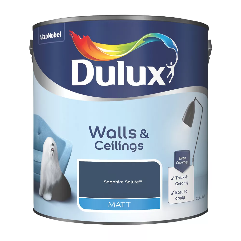 Dulux Matt Sapphire Salute Emulsion Paint 2.5Ltr 1 Dulux Matt Sapphire Salute Emulsion Paint 2.5Ltr