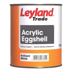 Leyland Trade Eggshell Brilliant White Emulsion Acrylic Paint 750ml