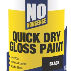 No Nonsense Gloss Black Acrylic Water-Based Paint 1Ltr