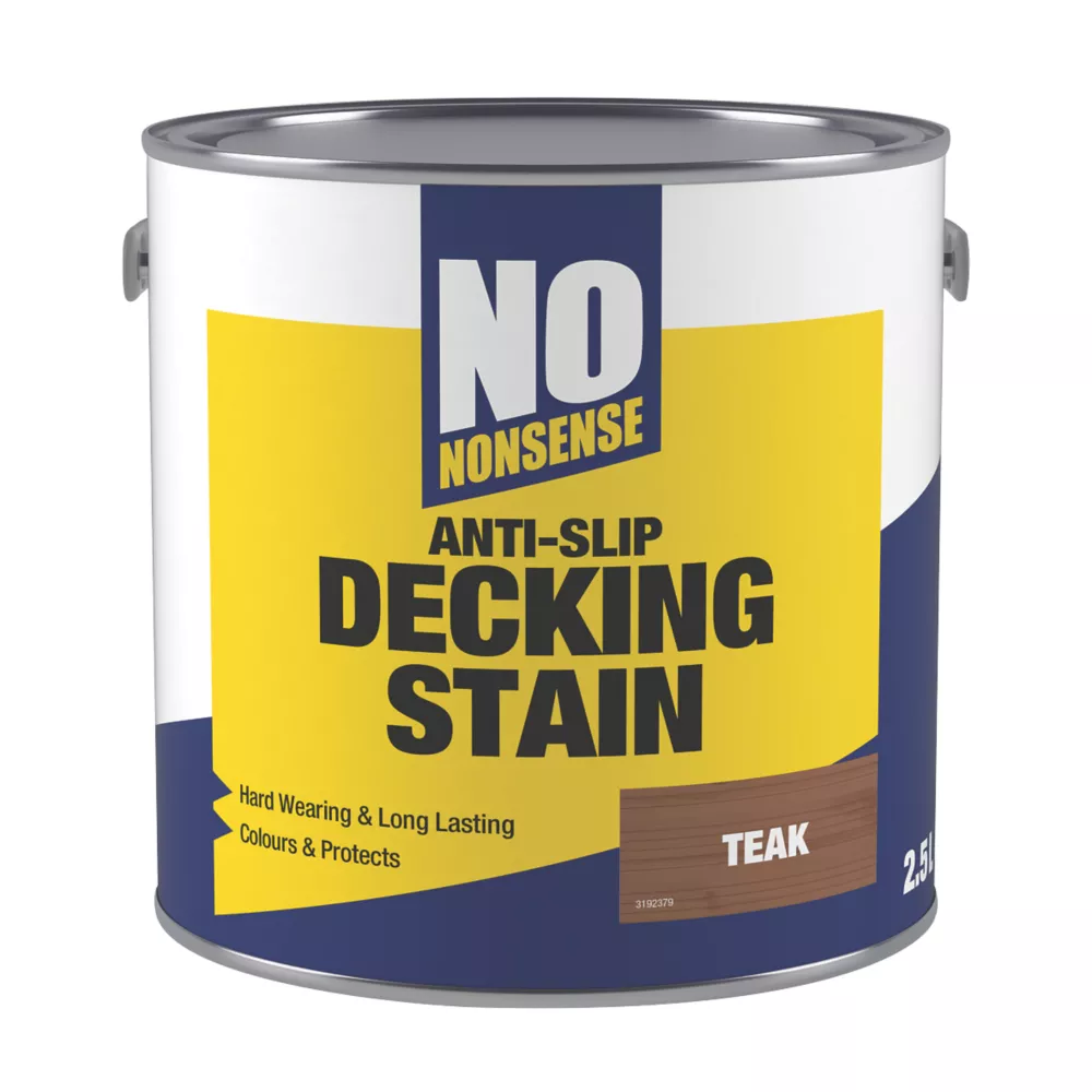 No Nonsense Anti-Slip Quick-Drying Decking Stain Teak 2.5Ltr 1 No Nonsense Anti-Slip Quick-Drying Decking Stain Teak 2.5Ltr