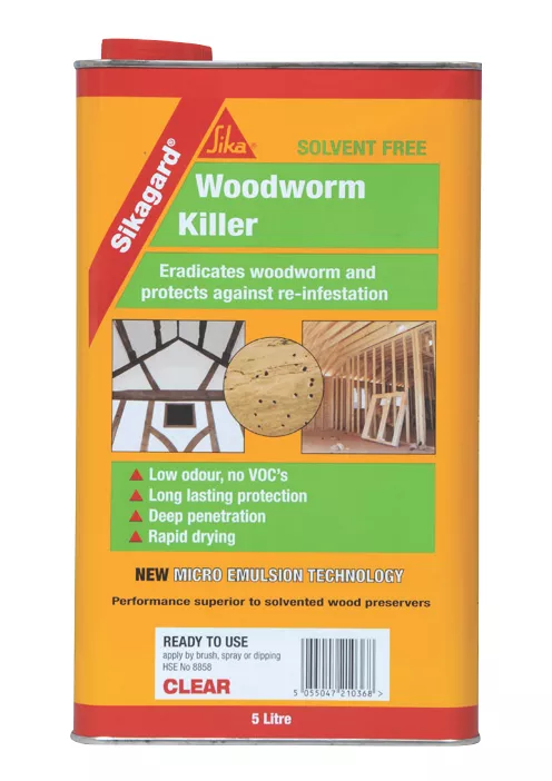 Sika Sikagard Woodworm Killer Clear 5Ltr 1 Sika Sikagard Woodworm Killer Clear 5Ltr