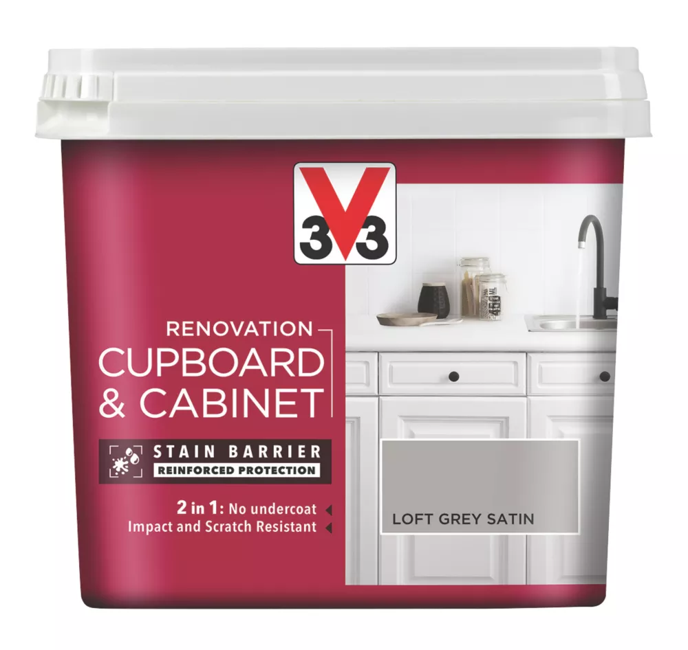 V33 Satin Loft Grey Trim Cabinet Paint 750ml 1 V33 Satin Loft Grey Trim Cabinet Paint 750ml