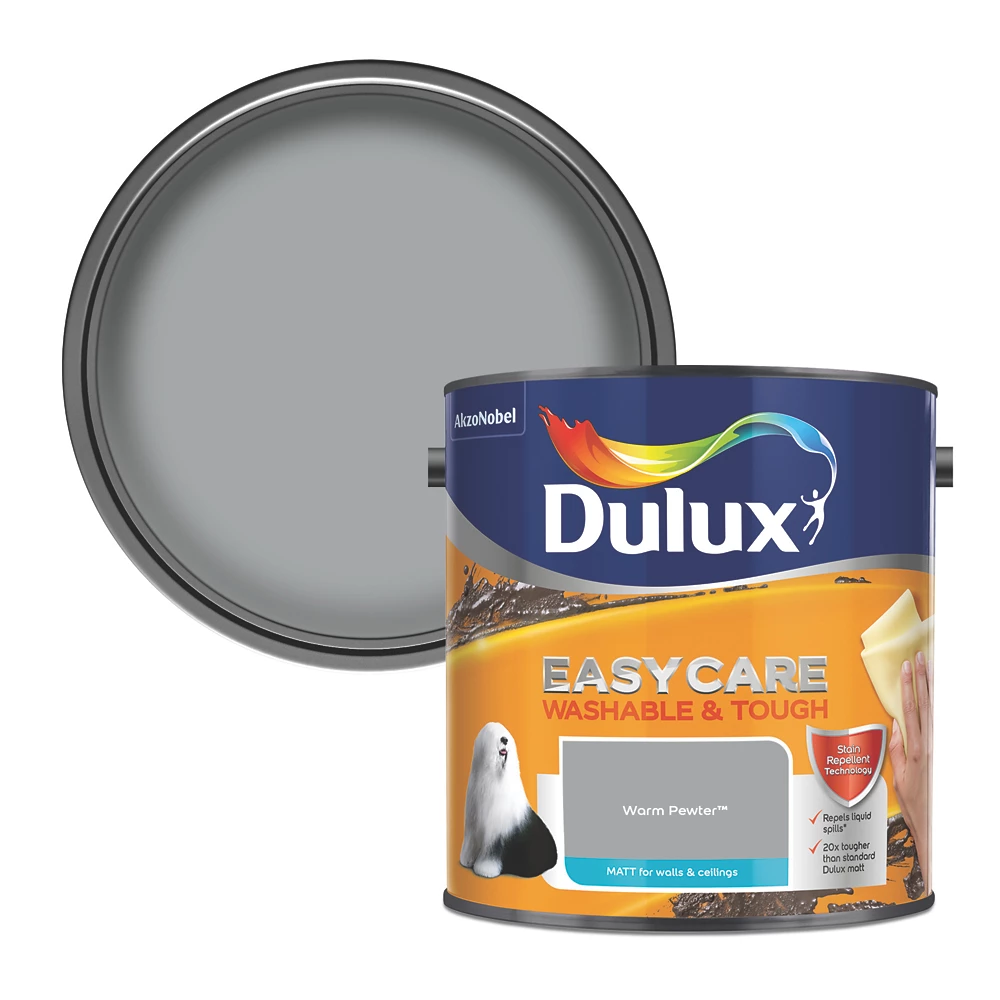 Dulux EasyCare Matt Warm Pewter Emulsion Paint 2.5Ltr 2 Dulux EasyCare Matt Warm Pewter Emulsion Paint 2.5Ltr - Image 2