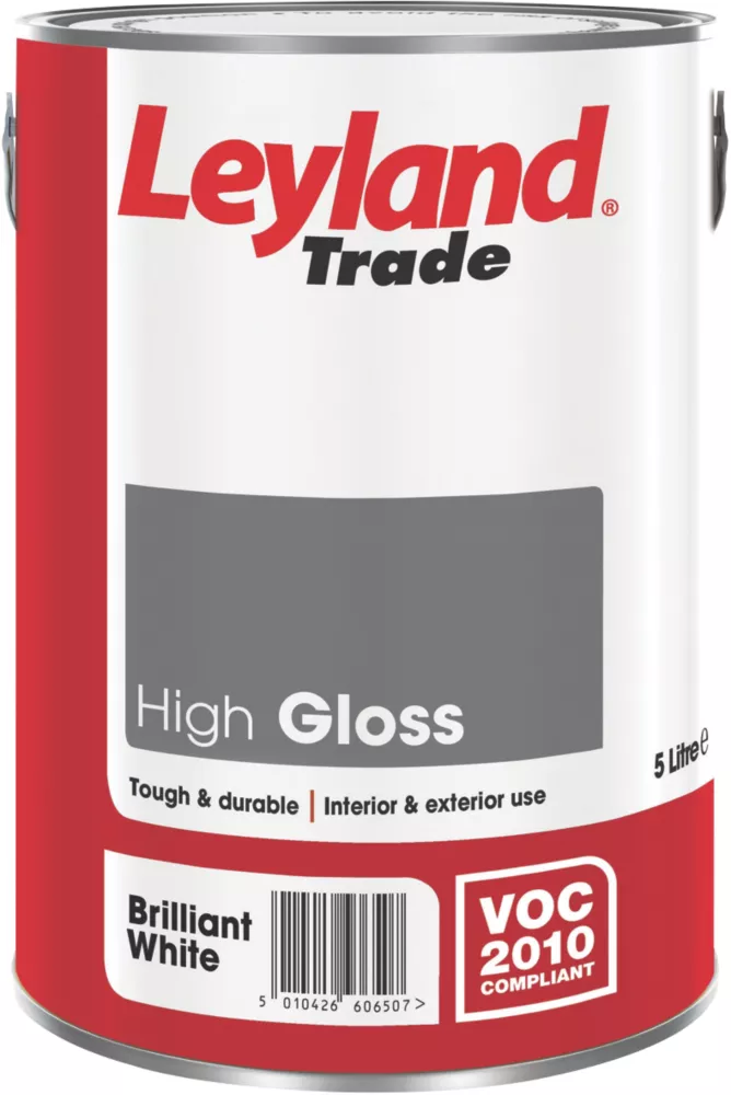 Leyland Trade High Gloss Brilliant White Trim Paint 5Ltr 1 Leyland Trade High Gloss Brilliant White Trim Paint 5Ltr