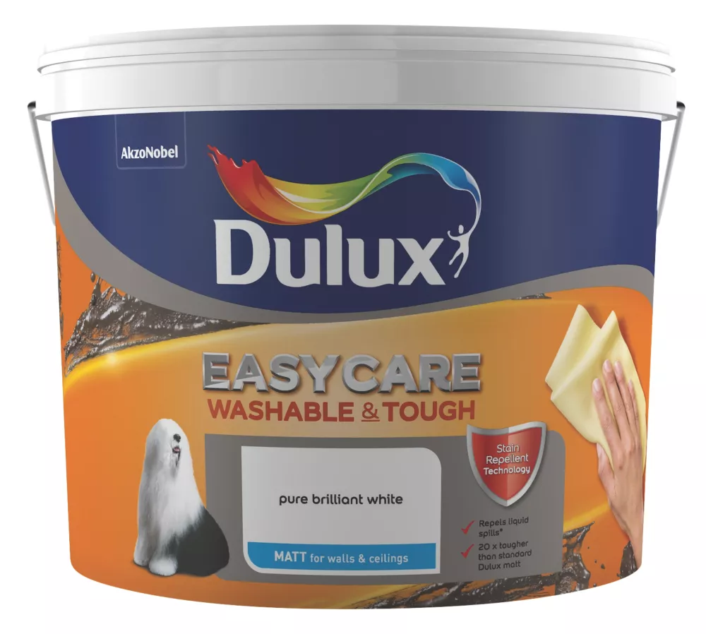 Dulux EasyCare Matt Pure Brilliant White Emulsion Paint 10Ltr UK
