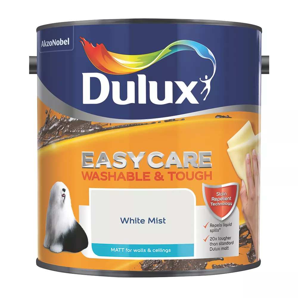 Dulux EasyCare Matt White Mist Emulsion Paint 2.5Ltr 1 Dulux EasyCare Matt White Mist Emulsion Paint 2.5Ltr