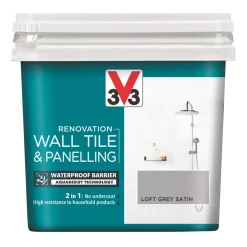 V33 Satin Loft Grey Acrylic Wall Tile & Panelling Paint 750ml