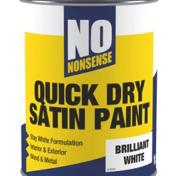 No Nonsense Satin Brilliant White Acrylic Water-Based Paint 1Ltr