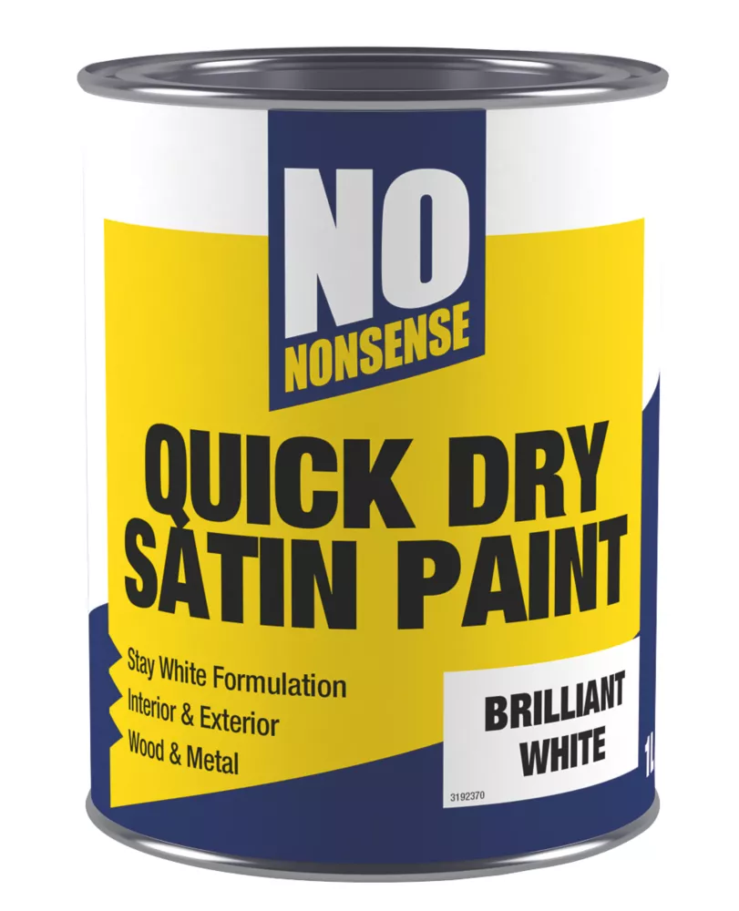 No Nonsense Satin Brilliant White Acrylic Water-Based Paint 1Ltr 1 No Nonsense Satin Brilliant White Acrylic Water-Based Paint 1Ltr