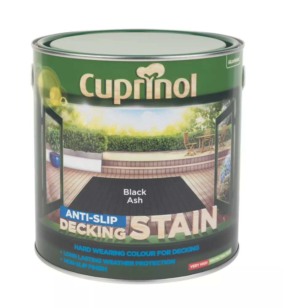 Cuprinol Anti-Slip Decking Stain Black Ash 2.5Ltr 1 Cuprinol Anti-Slip Decking Stain Black Ash 2.5Ltr