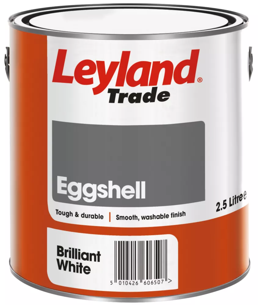 Leyland Trade Eggshell Paint Brilliant White 2.5Ltr 1 Leyland Trade Eggshell Paint Brilliant White 2.5Ltr
