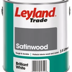 Leyland Trade Satin Brilliant White Trim Paint 2.5Ltr