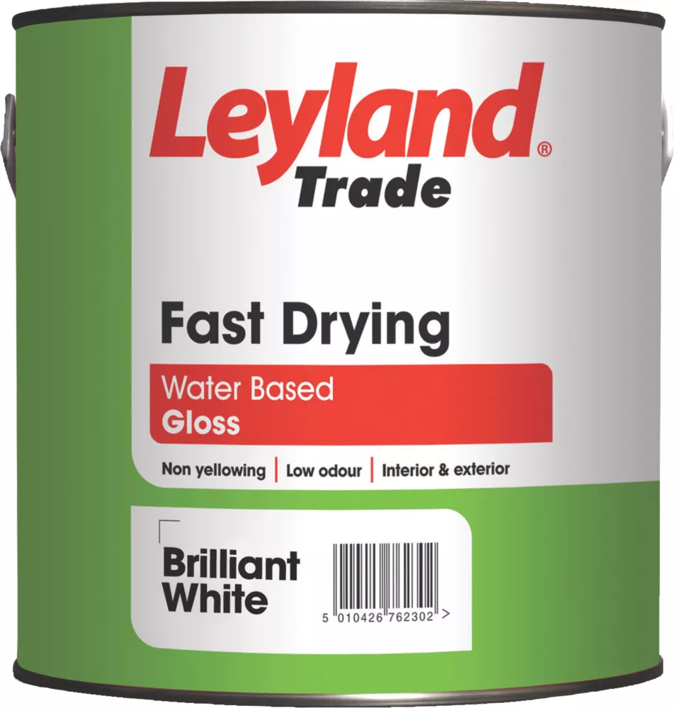 Leyland Trade Gloss Brilliant White Trim Fast-Drying Paint 2.5Ltr 1 Leyland Trade Gloss Brilliant White Trim Fast-Drying Paint 2.5Ltr