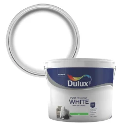 Dulux Silk Pure Brilliant White Emulsion Paint 10Ltr -Leyland Shop 8071V A2