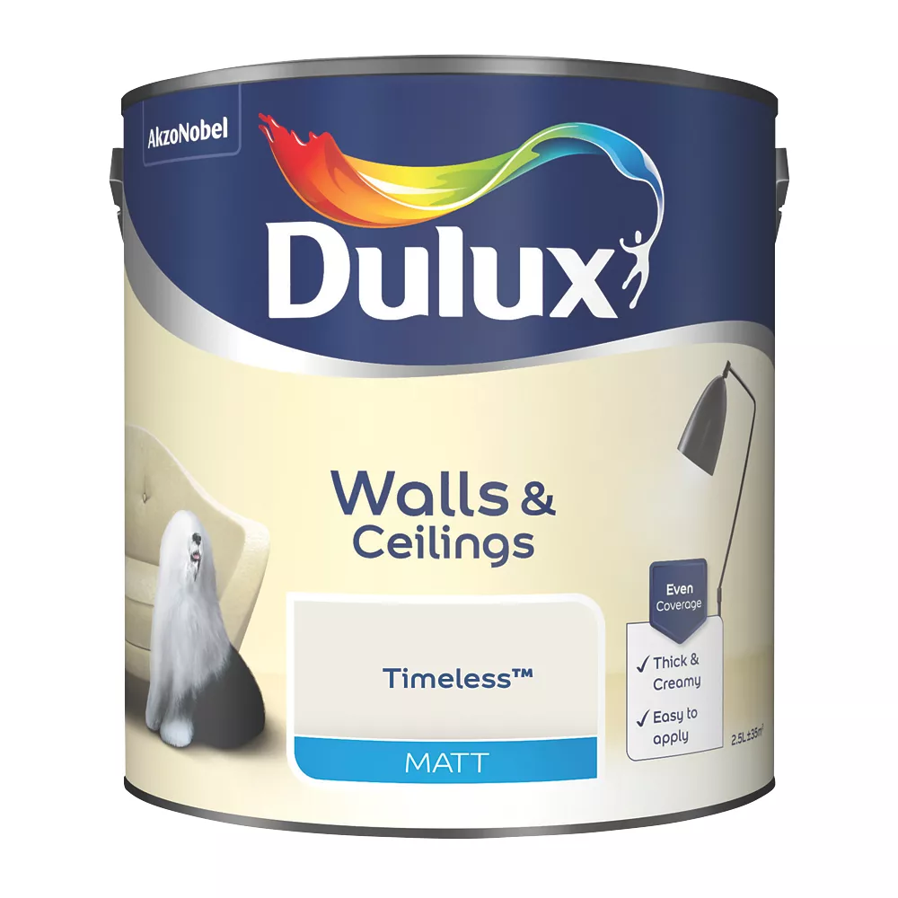 Dulux Matt Timeless Emulsion Paint 2.5Ltr 1 Dulux Matt Timeless Emulsion Paint 2.5Ltr