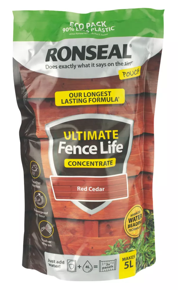Ronseal Ultimate Fence Life Concentrate Treatment Red Cedar 5L From 950mlLtr 1 Ronseal Ultimate Fence Life Concentrate Treatment Red Cedar 5L From 950mlLtr