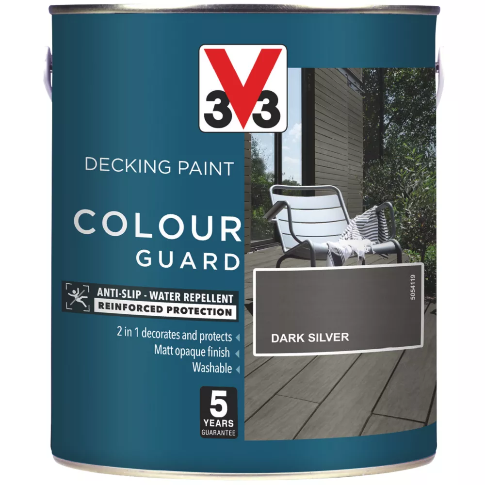 V33 Colour Guard Decking Paint Dark Silver 2.5Ltr 1 V33 Colour Guard Decking Paint Dark Silver 2.5Ltr