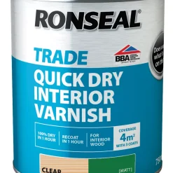 Ronseal Trade Quick-Dry Interior Varnish Matt Clear 750ml