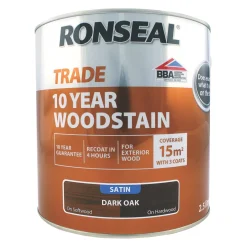 Ronseal Trade 10 Year Woodstain Satin Dark Oak 2.5Ltr