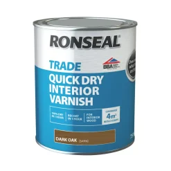 Ronseal Trade Quick Dry Interior Varnish Satin Dark Oak 750ml