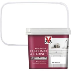 Alternative view of V33 Satin White Trim Cabinet Paint 750ml